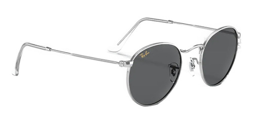 Imagen 3 de 3 de Anteojos de sol Ray-Ban Round Metal Legend Standard con marco de metal color polished shiny silver, lente dark grey de cristal clásica, varilla polished shiny silver de metal - RB3447