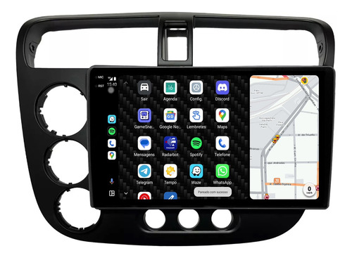 Multimidia Civic 01/05 9p Android Carplay 4/64gb + Ré