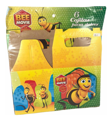 24 Loncheras Caja Bee Movie Abeja Dulcero Bolsita Fiesta Gm