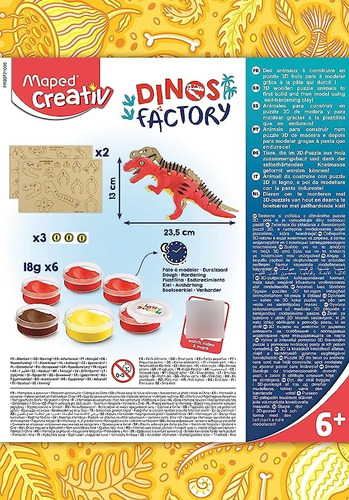 Imagen 3 de 8 de Juego Set Masa Plastilina Maped Fabrica Dinosaurio Puzzle 3d