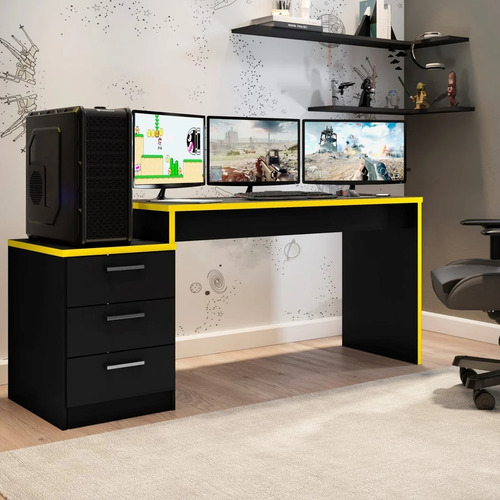 Mesa Para Computador Desk Gamer Drx 6000 Espresso Cf