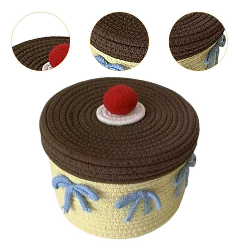 Cesta De Almacenamiento De Cuerda De Algodón Cubierta,