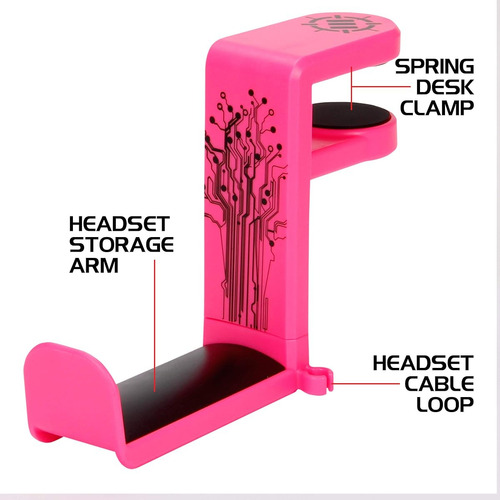 Soporte Para Auriculares Giratorio Con Clip Ajustable Rosa
