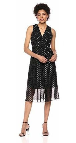 Vestido Midi Con Cuello De Pico Para Mujer Anne Klein