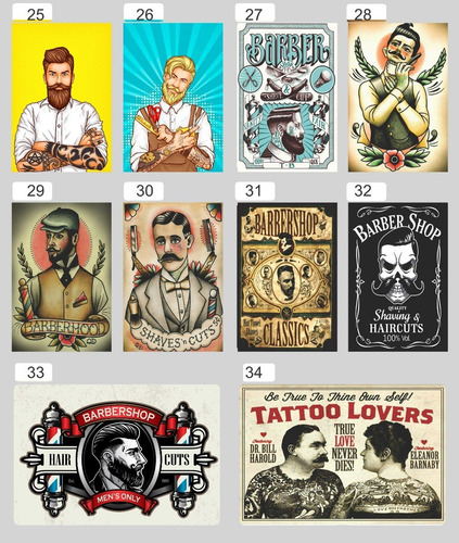 Imagem 6 de 9 de 5 Pôsteres Cartaz Barbearia Retrô Para Emoldurar 20x30cm