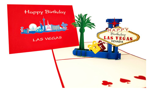 Unique Happy Birthday Red Cover Vegas 3d Pop Up Tarjeta...