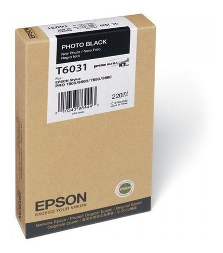 Cartucho de tinta Epson Cartucho de tinta de color negro de 220 ml