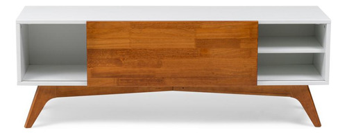 Rack Para Tv Até 50 Em Madeira E Mdf Moby Artemobili Cor Branco/Garapa