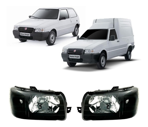 Juego Opticas Fiat Uno Fire / Fioruno Casco Negro 04/11 Lam