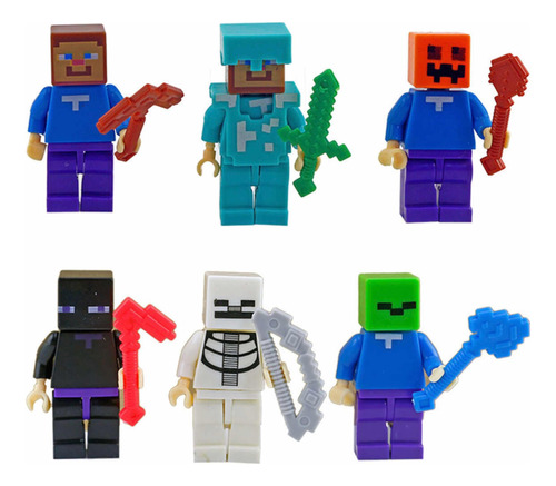 Mini Figuras - Set Minecraft - X6 Con Accesorios