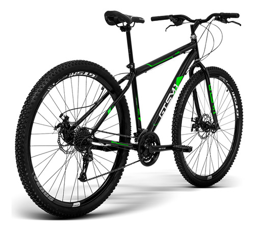 Bicicleta Aro 29 Aço Carbono Freio A Disco 24v Gts Walk New Cor Preto-verde Tamanho Do Quadro 19