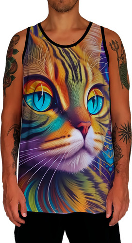 Camiseta Regata Rave Gato Psicoélico Good Vibe Psicoeli 3