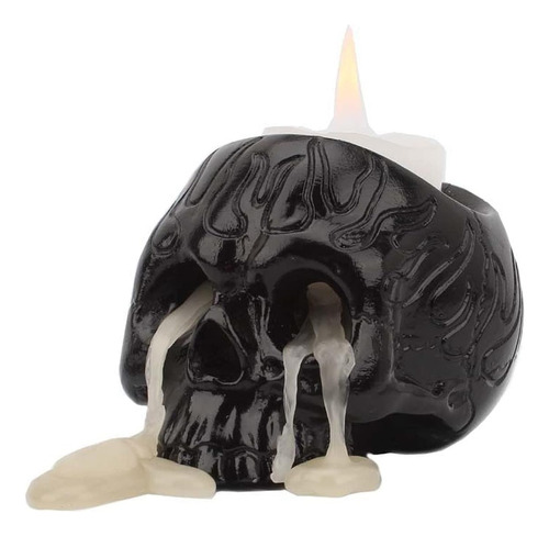 Portavelas De Calavera De Llama Negra, Soporte De Velas De R