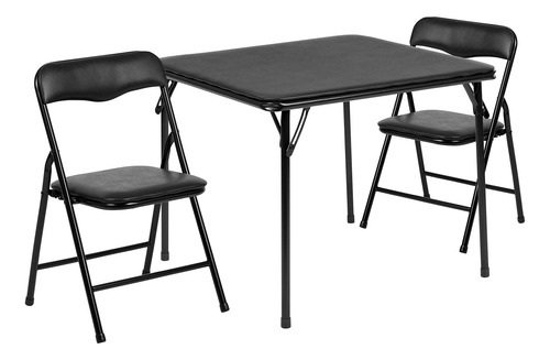 Juego De Mesa Y Sillas Plegables 3 Piezas Para Niños Negro
