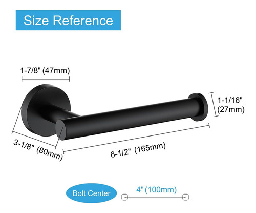 Soporte Para Papel Higiénico Inoxidable Negro Redondo (2 Uni
