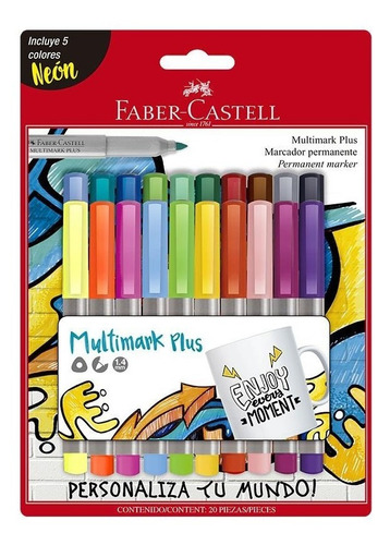 Imagen 1 de 1 de Marcadores Faber Castell Multimark Plus 20 Colores 
