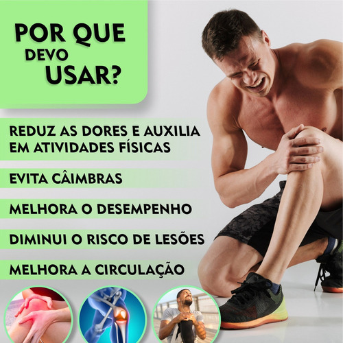 1 Par Joelheira Compressão Tenso Perna Alivia Dores Crossfit