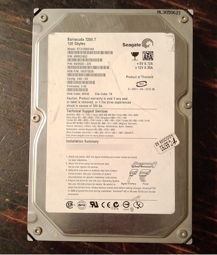 Disco Duro Seagate Barracuda Sata 120gb Mecánico 