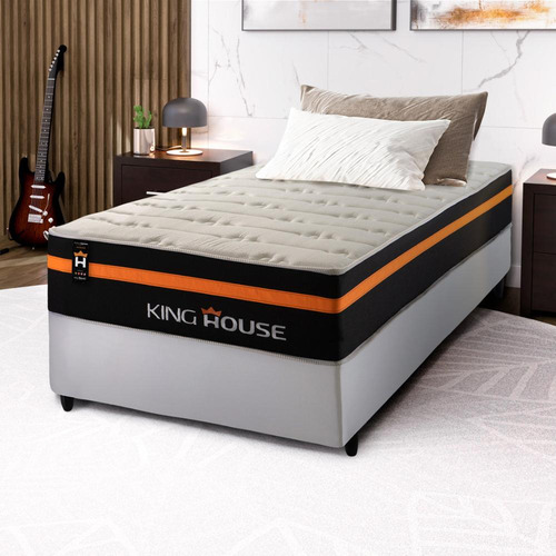 Cama Box C/ Molas Ensacadas Sirius Preto Solteiro 88x188x65
