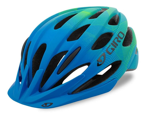 Capacete Ciclismo Giro Raze Viseira Speed Mountain Bike Cor Azul/Verde Tamanho 50-57cm