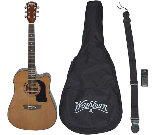 Guitarra Washburn E/acustica Ad5cepack Natural M S/i