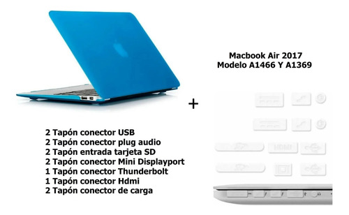 Kit Carcasa Macbook Air 13 Azul Claro + Tapon Transparente 