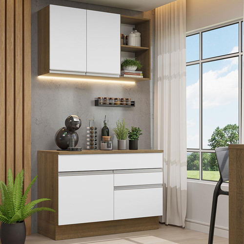Cocina Integral Completa Modular Madesa Glamy 120cm Color Marrón/Blanco 08