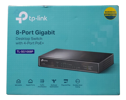 Switch Gigabit 8 Puertos (4 Port Poe+) Tl-sg1008p Tp Link