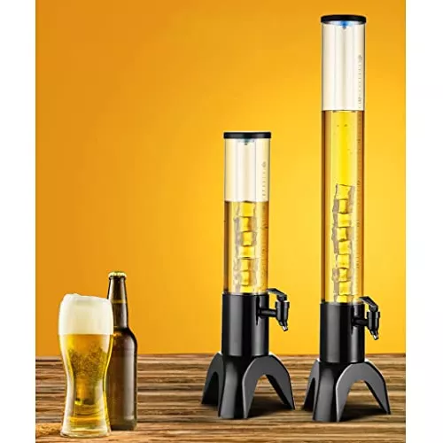 Dispensador de bebidas en torre de cerveza de 3 litros con tubo de hielo y  luces LED para cocina, fiesta