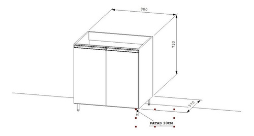 Imagen 3 de 6 de Bajo Mesada Melamina 18mm 80cm
