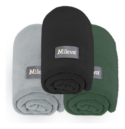 Kit 3 Manta Pet Cachorro E Gato Soft Macia Confortável Cor Verde/cinza/preto