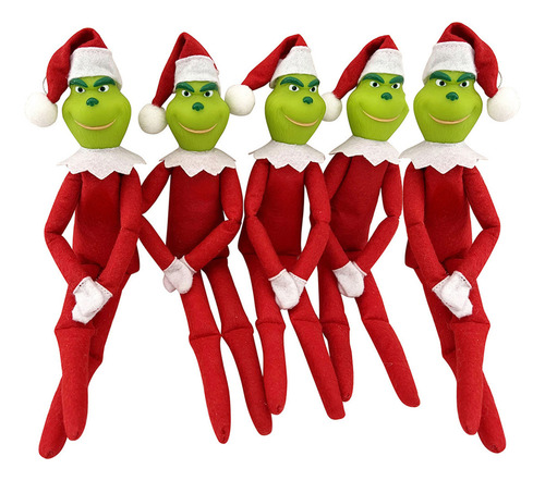 Muñeco De Peluche Navideño De Duende Grinch, 5 Piezas, Jugue