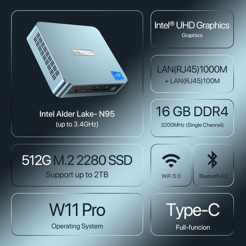 Mini Pc Peland N95 Intel Alder Lake De 12ª Generación, 16 Gb