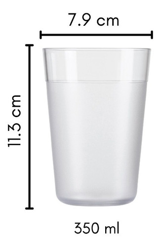 Kit 4 Vasos Adria de policarbonato con textura irrompible, 350 ml, color transparente