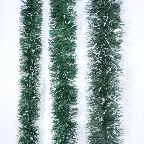 Imagen 1 de 3 de Guirnalda Navidad Verde Punta Blanca 6cm X 2m - 5 Tiras #166