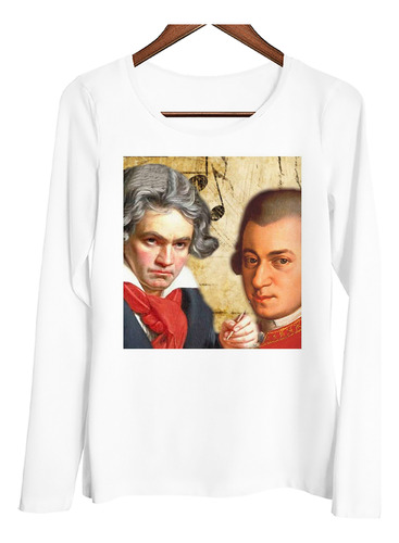 Remera Mujer Ml Mozart Y Beethoven Diseño Genios Musica