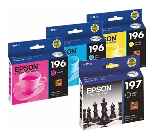 Cartuchos Epson T197 Negro + T196 Colores Origin Xp101 202 C