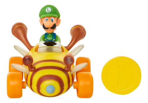 Luigi Kart Bros Vehiculo Pull Back Moneda Original 5cm 40462