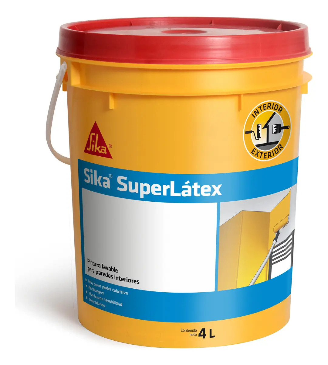 Pintura Lavable Antihongo SuperLátex Sika X 4 Lt Color Blanco