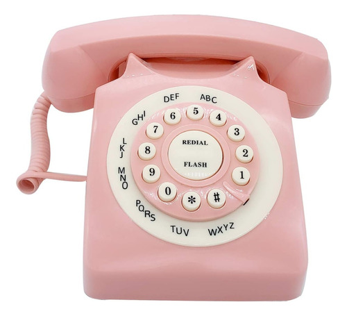 Telefono Fijo Con Cable Retro, Clasico Vintage, Rosa