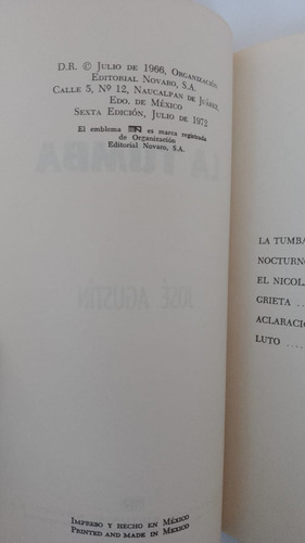 La Tumba / José Agustín (usado, 1972) (Usado)