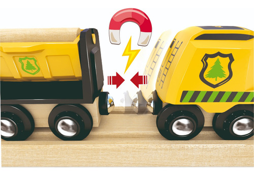 Imagen 3 de 5 de Trencity Vagón De Carga Amarillo Con Leños - Juguete Madera