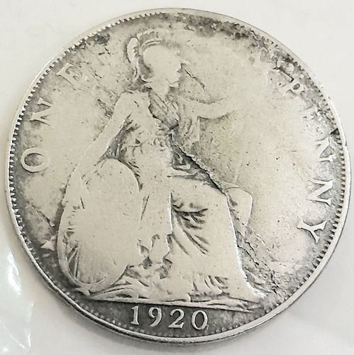 One Penny 1 Penique 1920 Moneda England Inglaterra Inglesa 