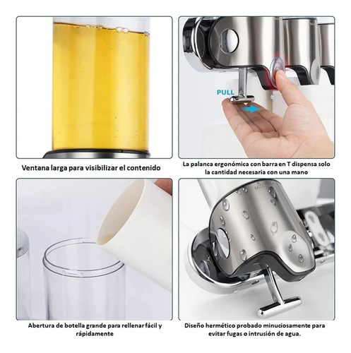 Dispensador De Baño Para Champú Jabon Y Acondicionador