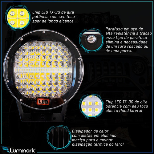 Imagem 2 de 7 de Par Farol Milha Auxi Led Monstro 225w Off Road 12v 24v!