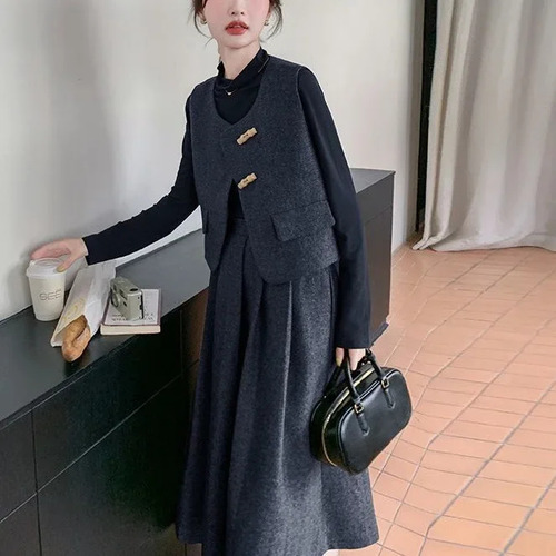 Elegante Conjunto De Tres Piezas Feelsuit De Estilo Coreano