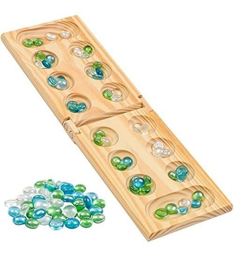 Juegos De Regal Plegable Wooden Mancala Juego Con 48 4kqms