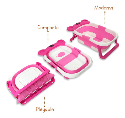 Tina Plegable, Moderna, Con Termometro, Noni 02 B Rosa Lisa