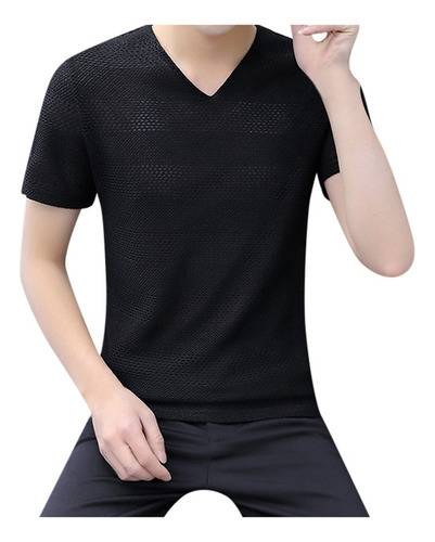 Camiseta De Manga Corta Para Hombre Camisa Regular A Rayas A