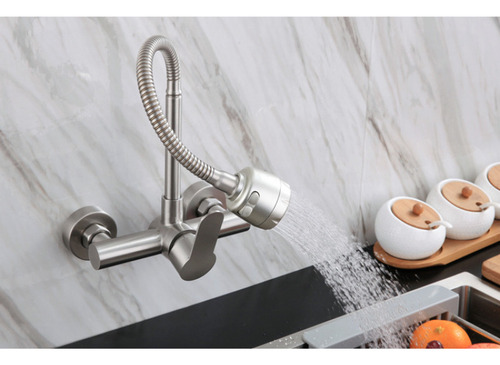 Grifo De Cocina Empotrado En Pared De Acero Inoxidable 304